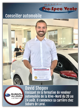 David Shopov - Conseiller à la vente automobile chez Subaru de Laval