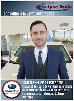 Charles-Etienne Parenteau - Conseiller à la vente automobile chez Subaru Brossard