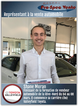 Shane Moran - Représentant à la vente automobile chez Valleyfield Toyota