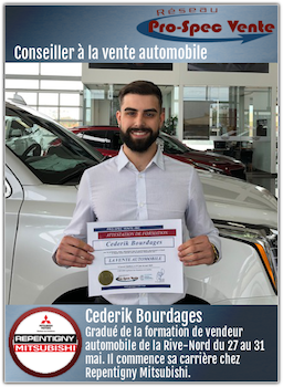 Cederik Bourdages - Conseiller à la vente automobile chez Repentigny Mitsubishi