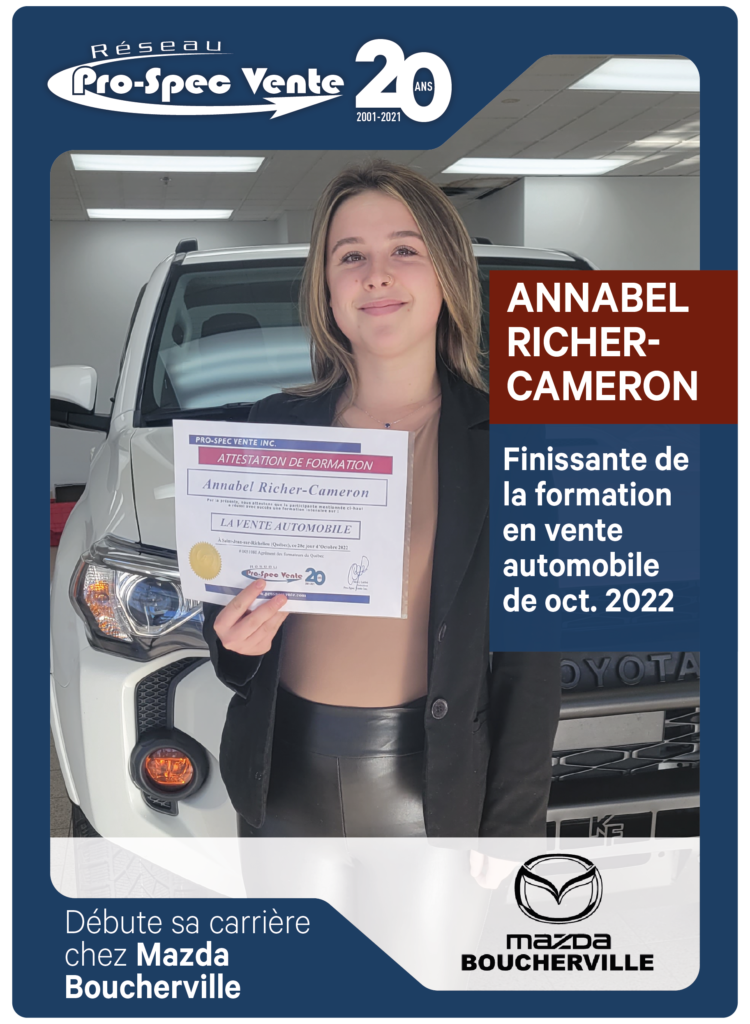 Formation en vente automobile, chez Mazda de Boucherville
