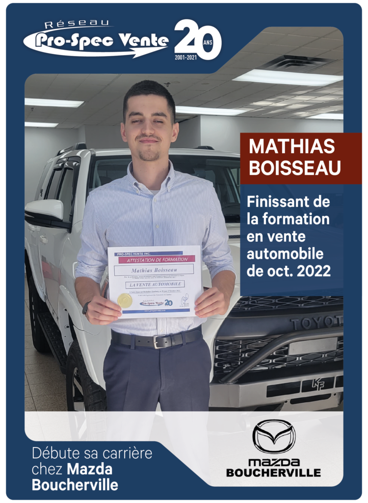 Formation en vente automobile, chez Mazda de Boucherville
