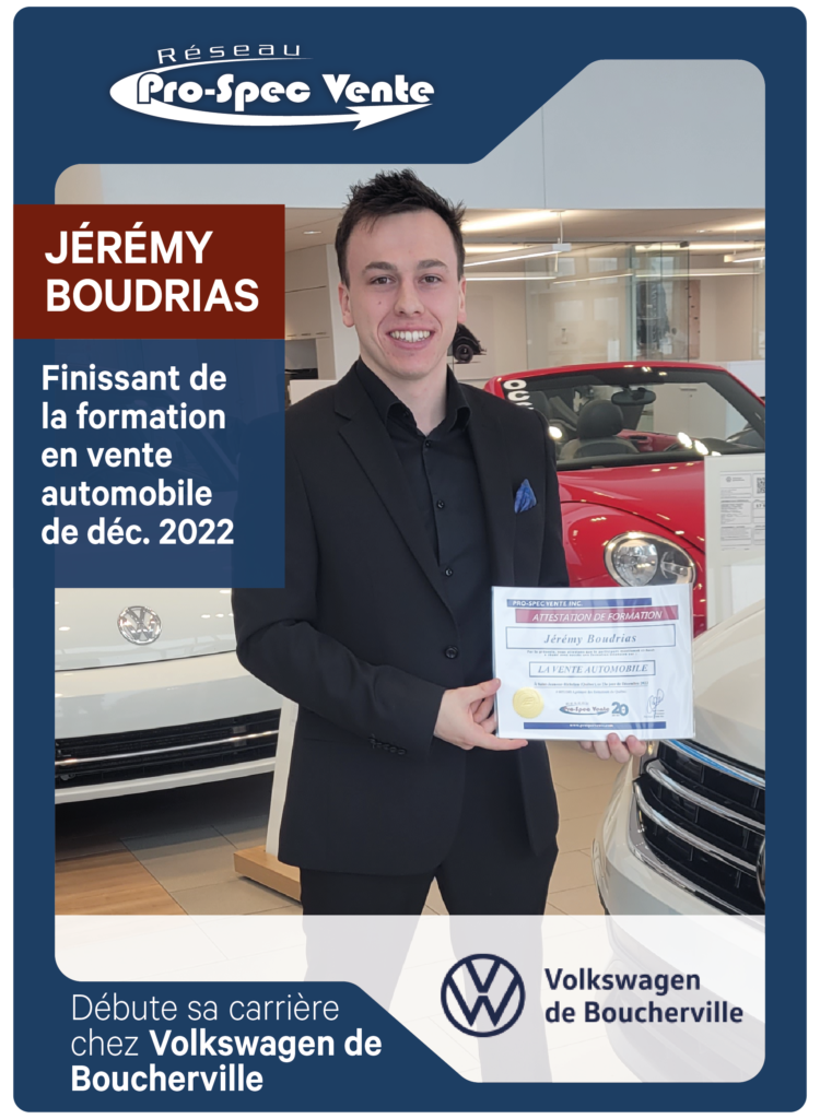 Formation en vente automobile, chez Volkswagen de Boucherville