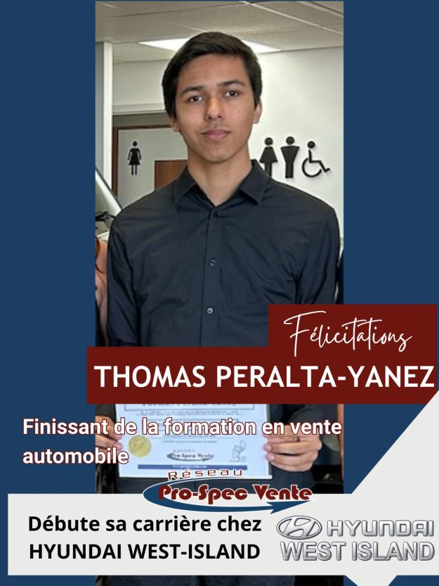 Finissant de la formation en vente automobile