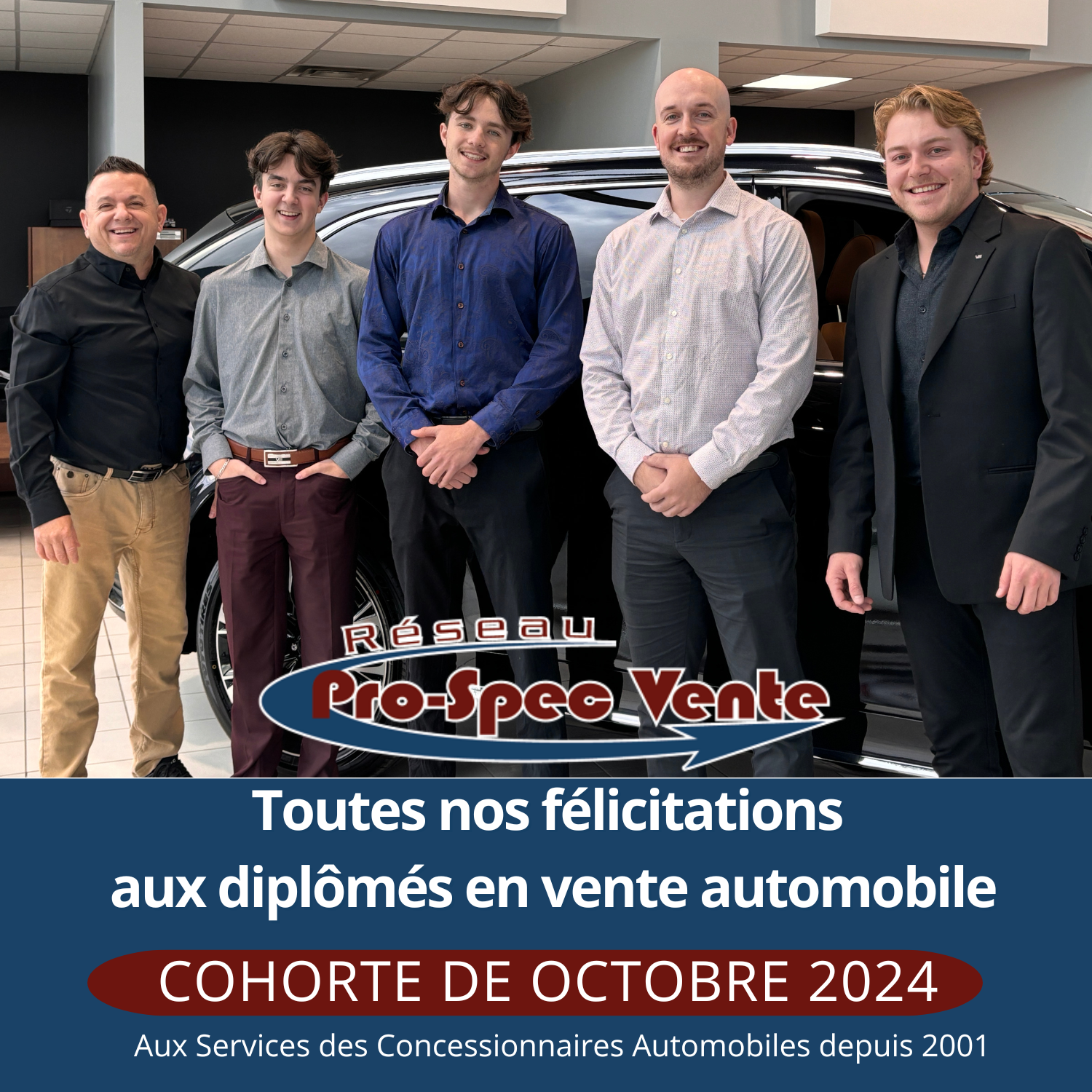 Diplômés vente automobile Estrie Octobre 2024