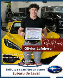 Avis de nomination en vente automobile chez Subaru de Laval