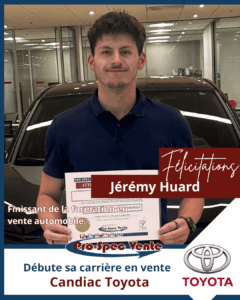 Finissant de la formation pour devenir conseiller en vente automobile de Pro-Spec Vente