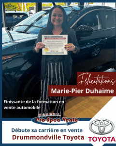 Finissante de la formation pour devenir conseiller en vente automobile
