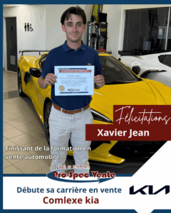 Finissant de la formation pour devenir conseiller a la vente automobile