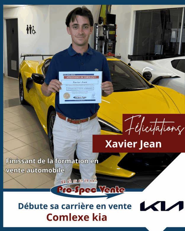 Finissant de la formation pour devenir conseiller a la vente automobile