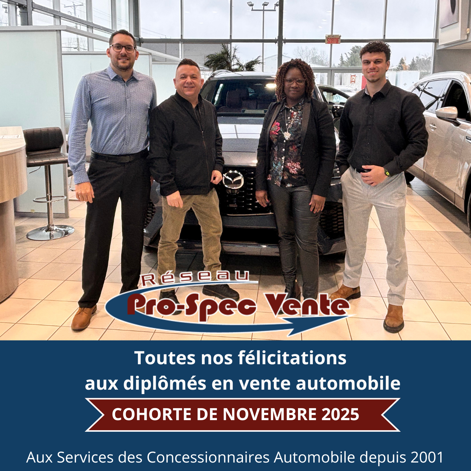 Finissants de la formation pour devenir conseillers en vente automobile Novembre 2025 Diplômé de la formation pour devenir conseiller en vente automobile