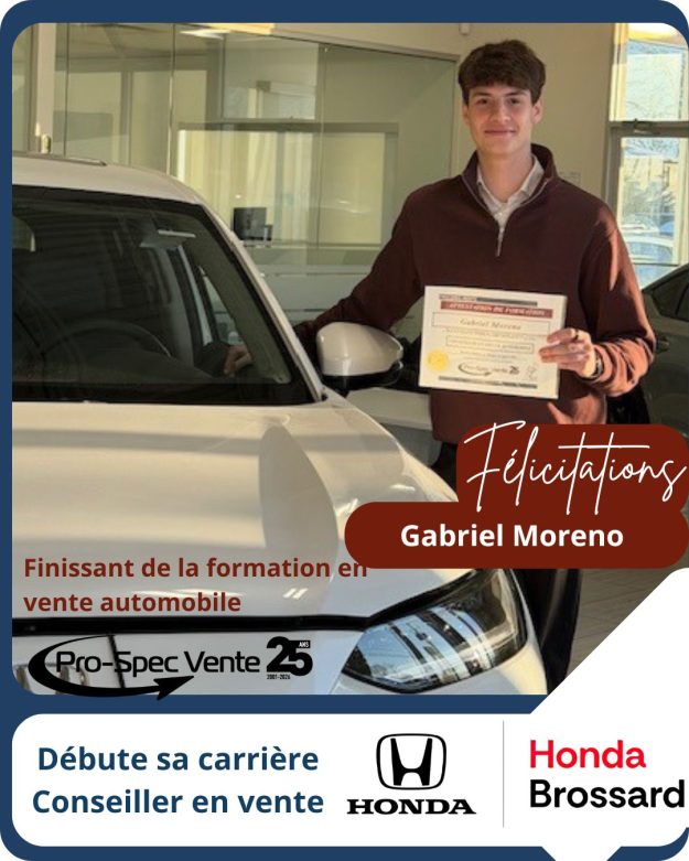 Avis de nomination Gabriel Moreno – Brossard Honda
