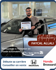 Finissant de la formation pour devenir conseiller en vente automobile