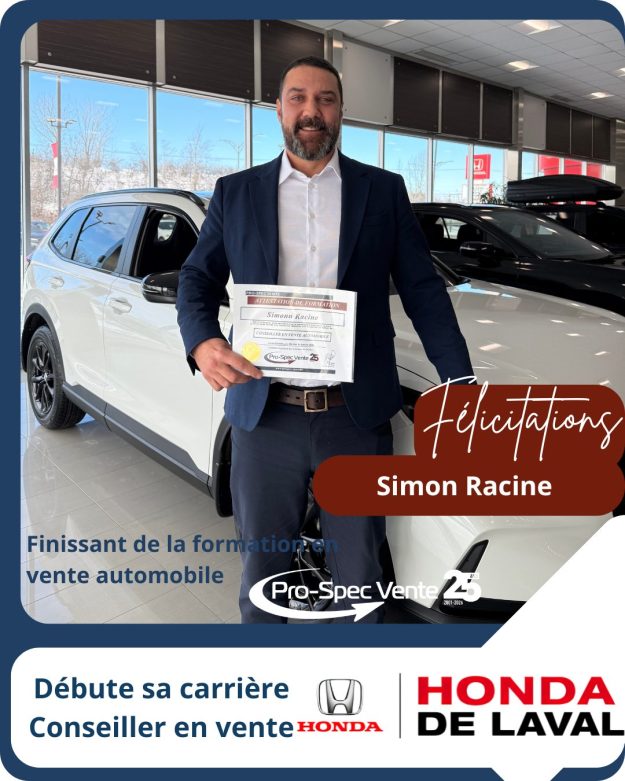 Avis de nomination de Simon Racine -Honda de Laval Avis de nomination chez Honda de Laval