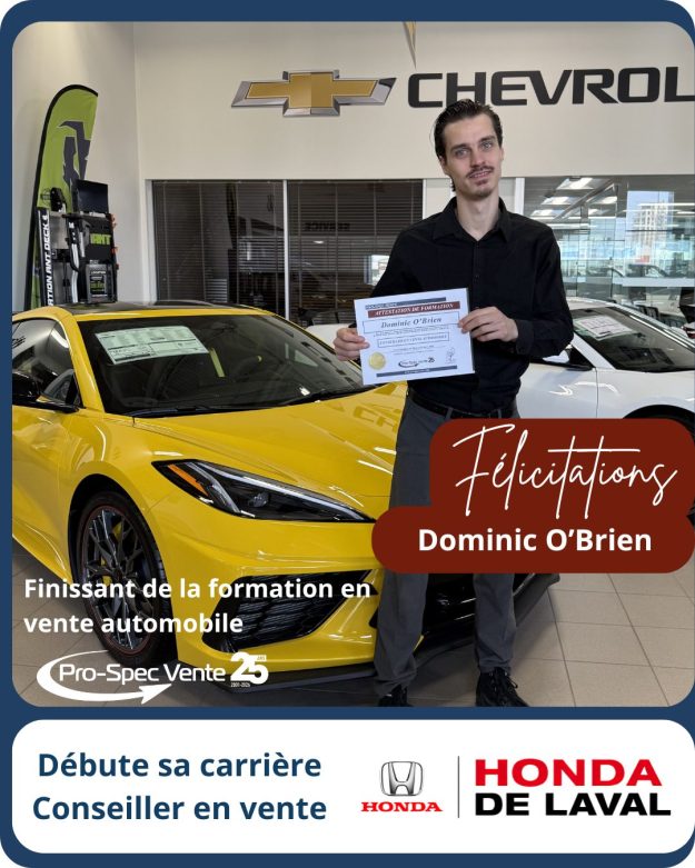 avis_nomination_honda_laval_dominic_obrien Formation pour devenir conseiller en vente automobile