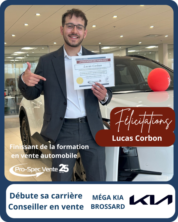 Avis_nomination_finissant_formation_en_vente_automobile_lucas_corbon_kia_brossard Formation pour devenir conseiller en vente automobile