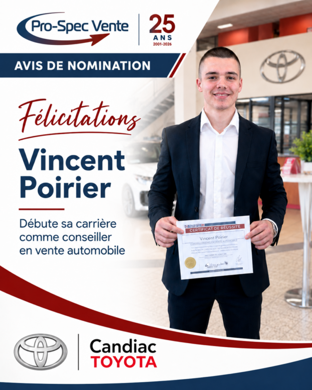 avis_de_nomination_vincent_poirier formation_pour_devenir_conseiller_en_vente_automobile