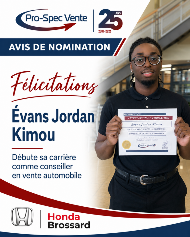 nomination Évans chez Honda Brossard formation_pour_devenir_conseiller_en_vente_automobile